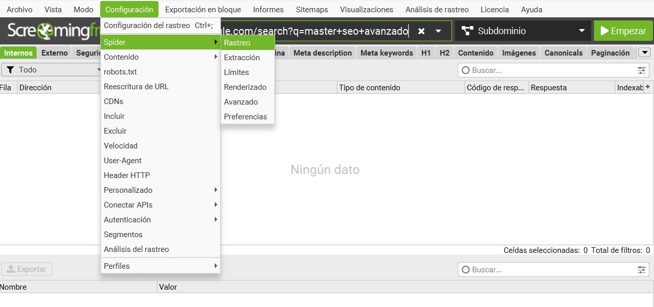 Tutorial de Screaming Frog para Keyword Research